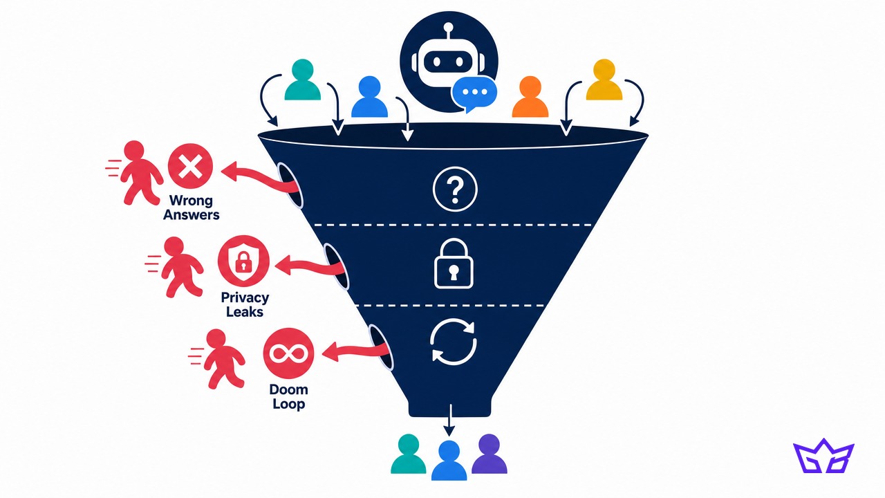 Where AI chatbot deployments leak customers: wrong answers, privacy leaks, and the doom loop