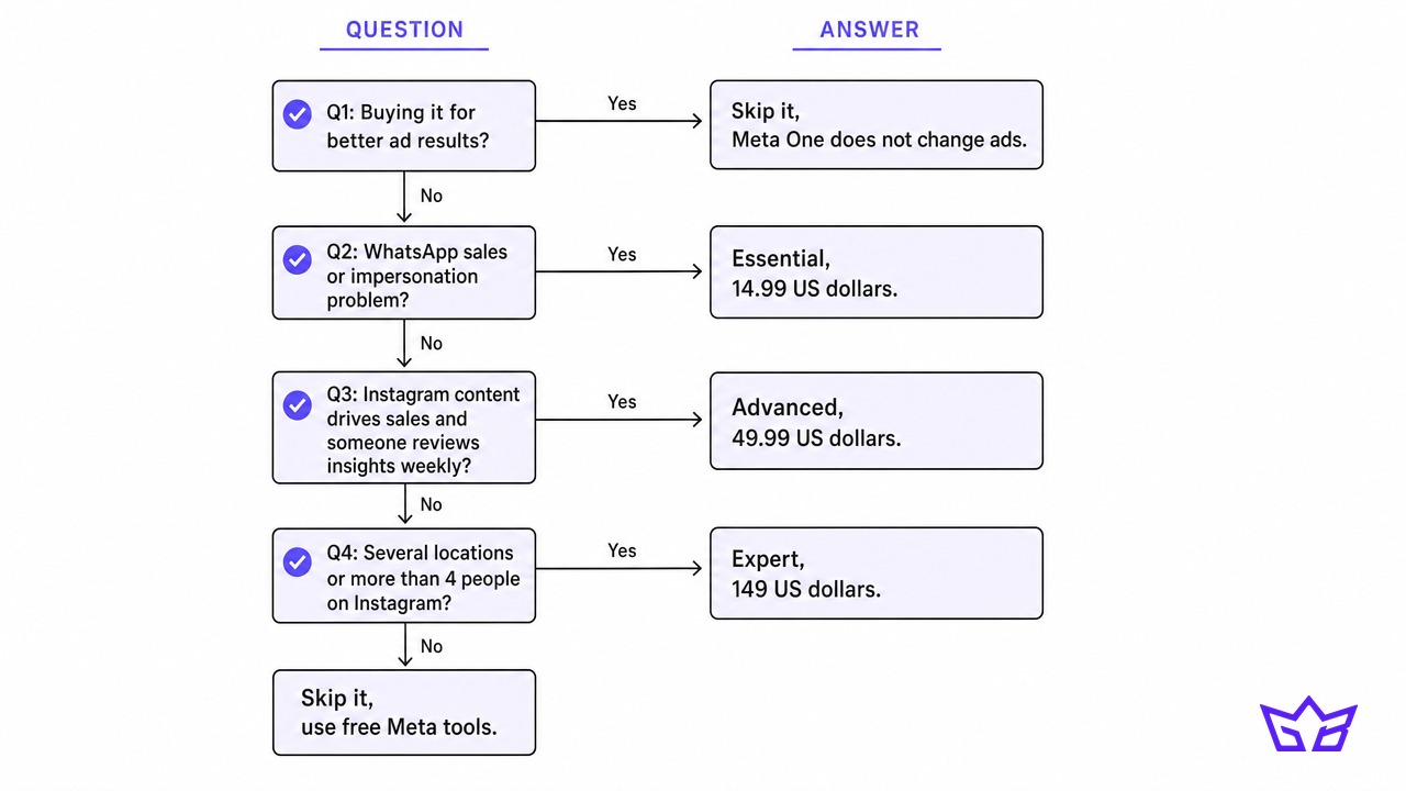 Decision flowchart: should your business pay for Meta One